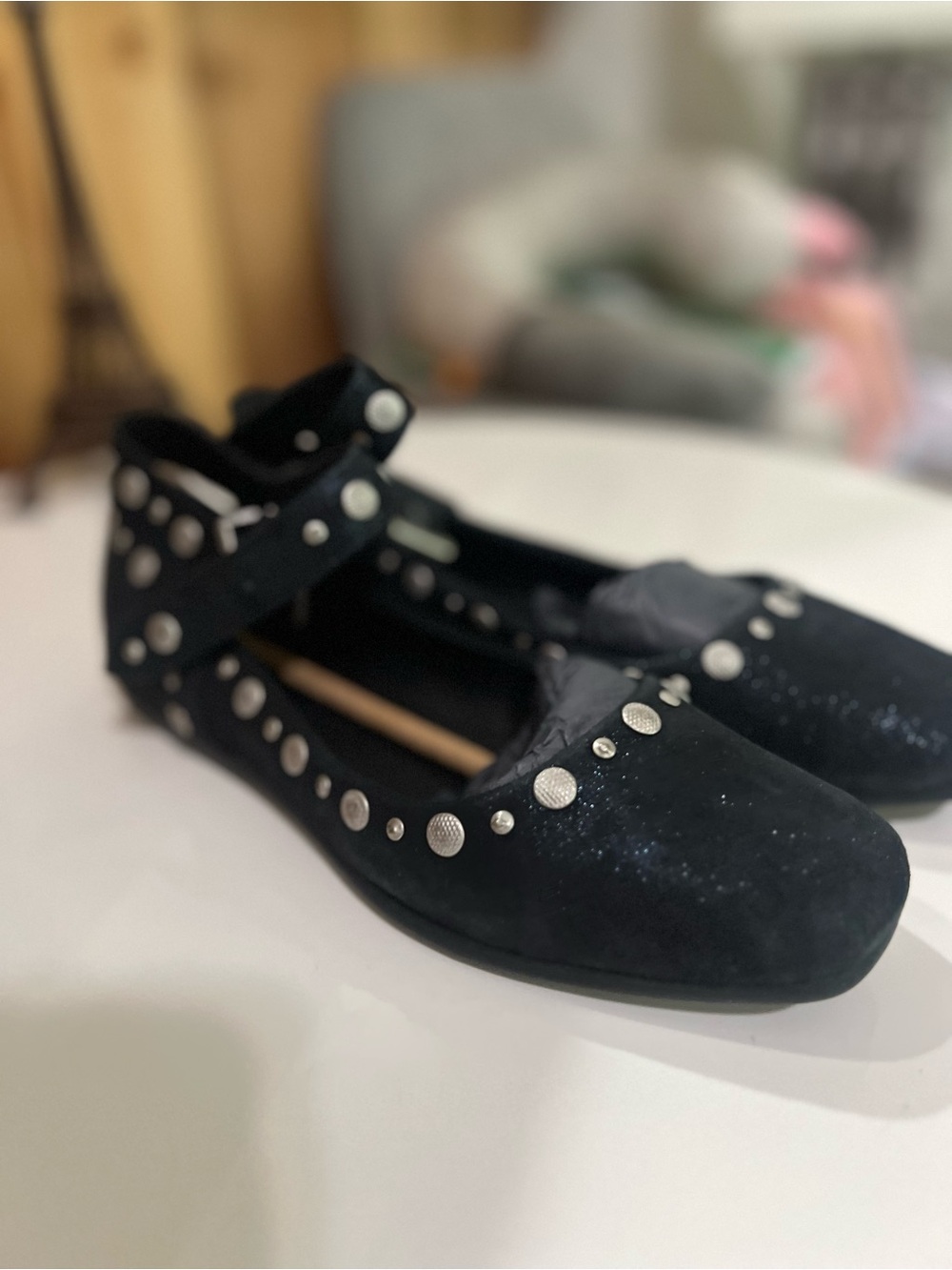 Free People Bright Navy Metallic Mystic Mary Jane Flats